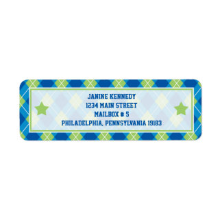 Étiquette Style collégial Jacquard bleu et vert