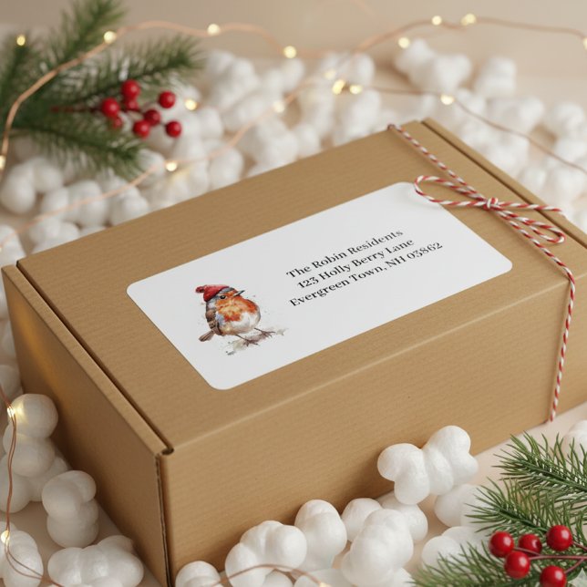 Étiquette Style de courrier de Noël traditionnel Robin (Créateur téléchargé)