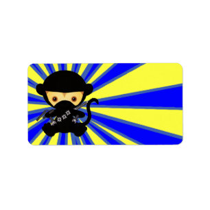 Étiquette Style Monkey Ninja Kawaii