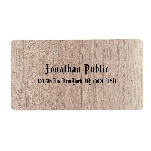 Étiquette Style personnalisé Texte Brown Bois (Devant)