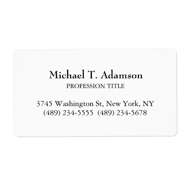 Étiquette Style rétro Élégant Plaque blanche simple (Devant)