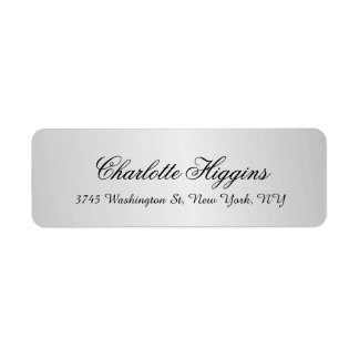 Étiquette Style Silver Grey Plain Élégant Script unique