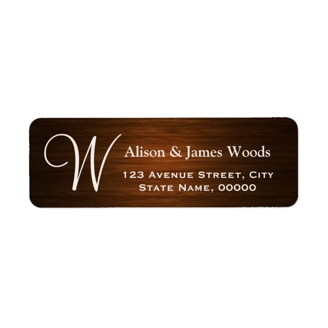Étiquette Style Wood Grain Rechercher Monogram Mariage (Devant)