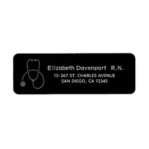 Étiquette Stylish Grey Stethoscope Illustration sur Black