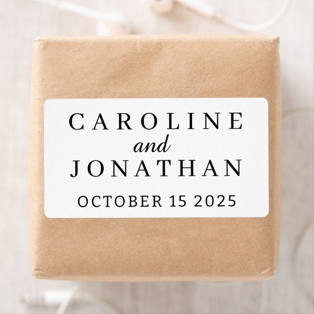 ÉTIQUETTE STYLISH MODERN ELEGANT CUSTOMIZED NAME WEDDING  (En situation)