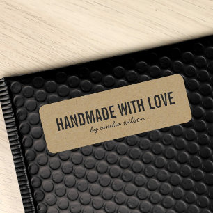 Étiquette Stylish Rustic Bold fait main avec Love Faux Kraft