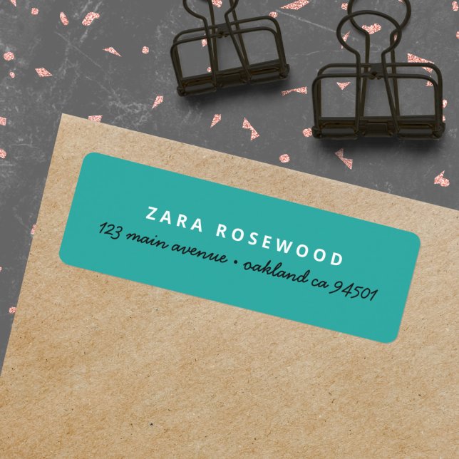 Étiquette Stylish Trendy Sea Green Return Address (A fun modern pre-addressed label in sea green for cool and trendy everyday mailing)