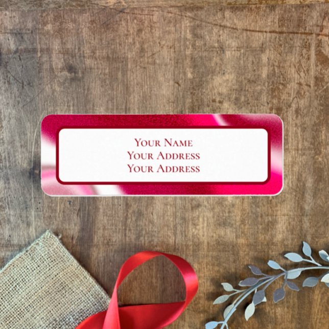 Étiquette Sucre de canne personnalisé Red Christmas Adresse  (Add your name and address to this cool red candy cane Christmas return address label. )