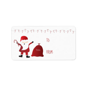 Étiquette Sucres de canne de sac de jouets du Père Noël