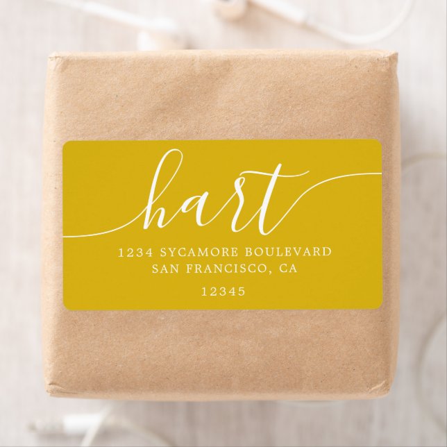 Étiquette Sulfure moderne Yellow Script Family Adresse de re (En situation)