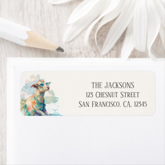 Étiquette Summer Funny Chèvre Lunettes de soleil Retour Adre (En situation)