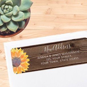 Étiquette Sunflower Barn Wood New Home Return Address