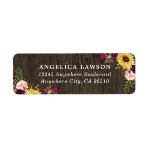 Étiquette Sunflower Bourgogne Red Roses Russe Mariage en boi