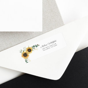 Étiquette Sunflower Eucalyptus Floral Return Address