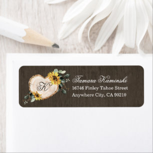 Étiquette Sunflower Watercolor Rustic Heart Adresse du Maria