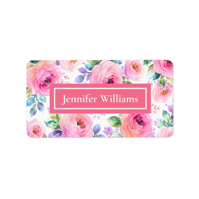 Étiquette Sunrise Floral Boho Custom Name Design             (Devant)