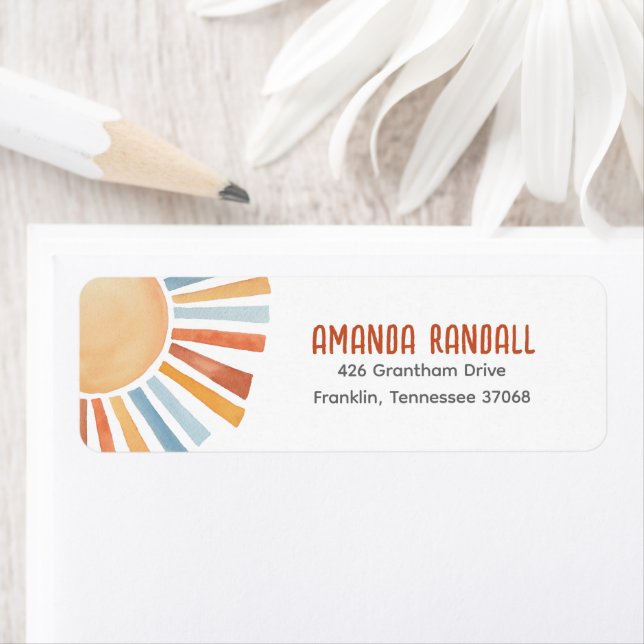 Étiquette Sunshine Genre Neutre Baby shower Adresse de retou (En situation)