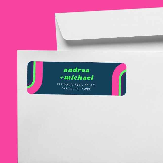 Étiquette Super arc-en-ciel rose Turquoise Lime vert Mariage (Créateur téléchargé)