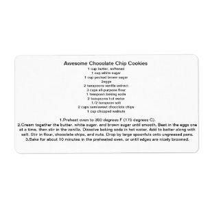 Étiquette Super Cookie Chip Cookie Ecipe