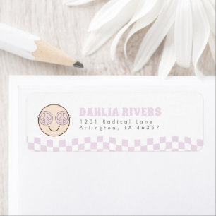 Étiquette Super fille À damiers visage heureux   Adresse de 