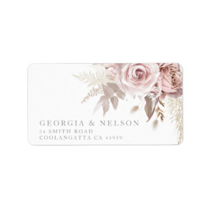 Étiquette Superbe Blush Floral Mariage Adresse de retour Lab