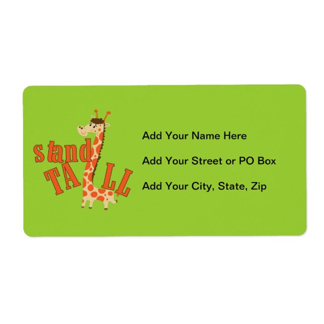 Étiquette Support de girafe grand (Devant)