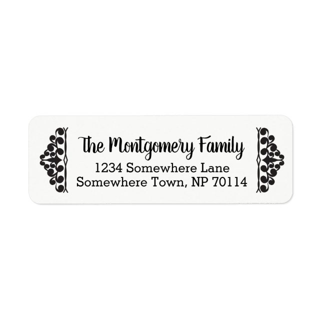 Étiquette Support noir classique et nom de famille (Devant)