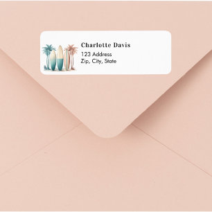Étiquette Surboards tropicale plage rétro adresse de retour
