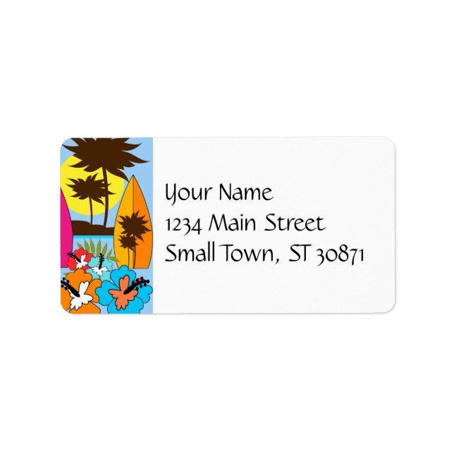 Étiquette Surf Boutique Surf Ocean Beach Surfboards Palm Tre (Devant)