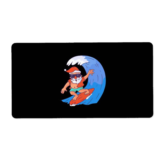 Étiquette Surf Père Noël (Devant)