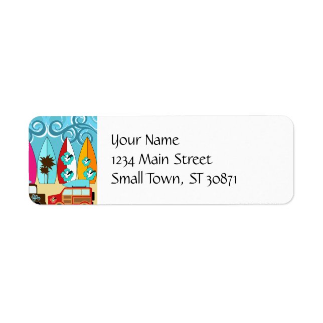 Étiquette Surfboards Beach Bum Surfing Hippie Vans (Devant)