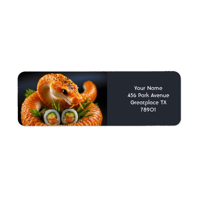 Étiquette Sushi de serpent orange mignon Imaginaire (Devant)