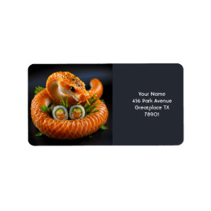 Étiquette Sushi de serpent orange mignon Imaginaire