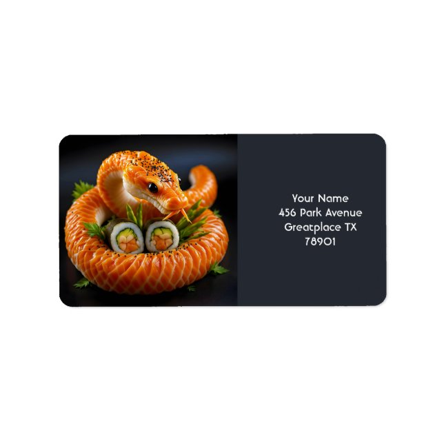 Étiquette Sushi de serpent orange mignon Imaginaire (Devant)