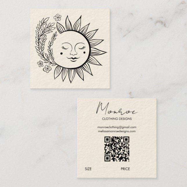 Étiquette Suspendue Code QR Crème Art Linéaire Flo (Devant / Derrière)