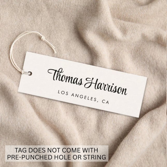 Étiquette suspendue crème avec code QR et signatur (Empower your name in our signature script as your logo and brand identity)