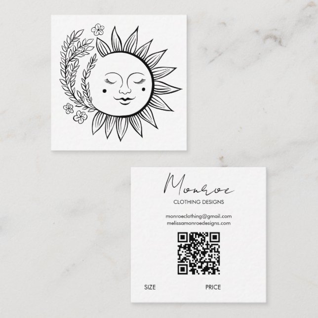 Étiquette suspendue personnalisée QR Code Sun Flor (Devant / Derrière)