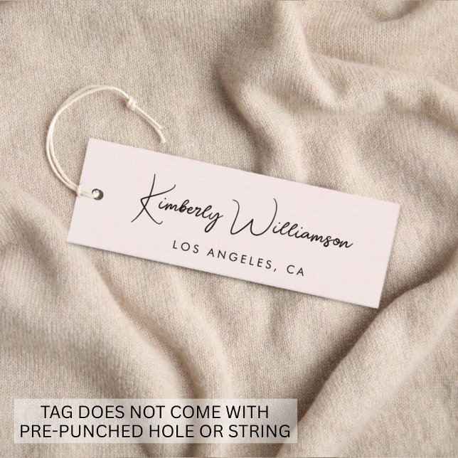 Étiquette Suspendue Rose Écriture Signature Chic (Empower your name in our signature script as your logo and brand identity)