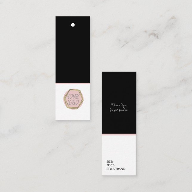 Étiquette Suspendue Rose Logo Taille Marque Vêteme (Devant / Derrière)