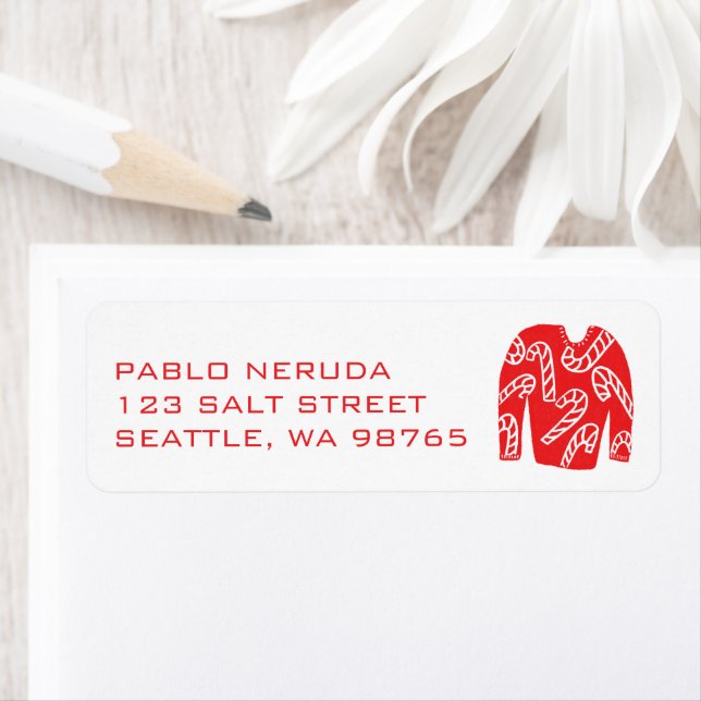 Étiquette Sweat de Noël moche Xmas CUSTOM Adresse postale (En situation)