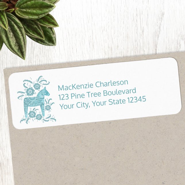 Étiquette Swedish Dala Horse Adresse de retour (Swedish Dala Horse return address label sticker)