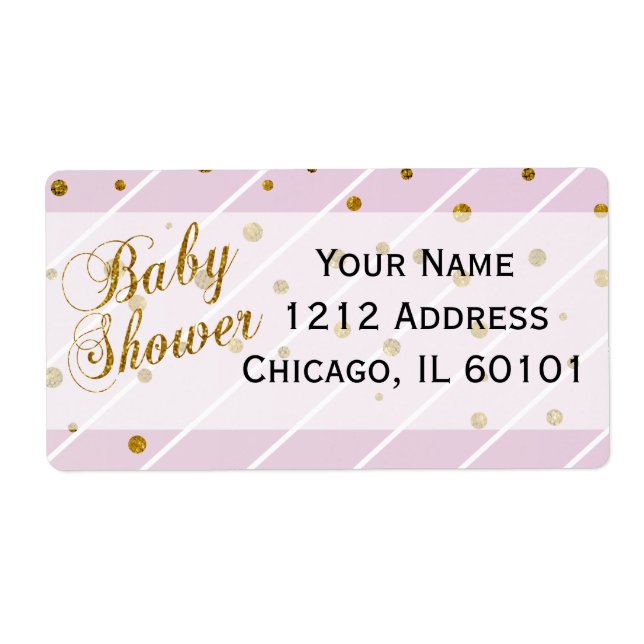 Étiquette Sweet Baby Girl Rose & Gold Confetti | BABY SHOWER (Devant)