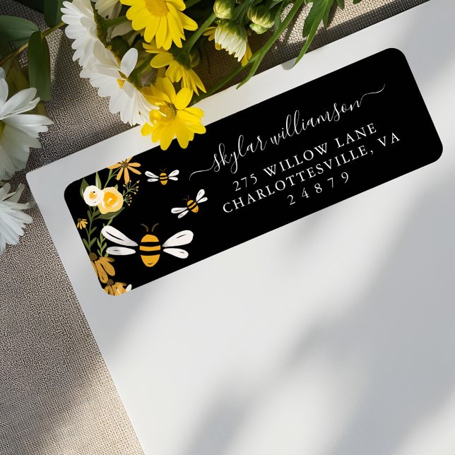 Étiquette Sweet Honey Bee Watercolor Wildflowers Baby Shower (Sweet Honey Bee Watercolor Wildflowers Baby Shower Label)