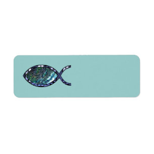 Étiquette Symbole chrétien rayonnant de poissons