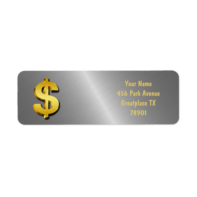 Étiquette Symbole d'argent or Dollar Sparkling (Devant)