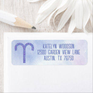 Étiquette Symbole d'astrologie de Pretty Aries Purple Annive