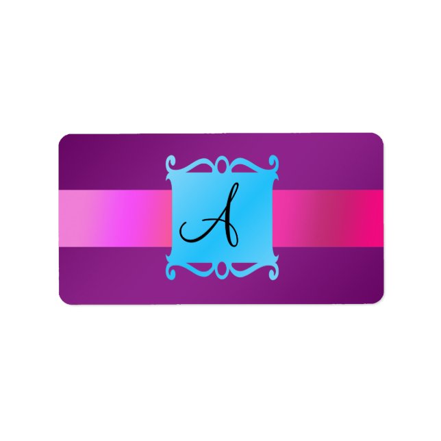 Étiquette Symbole de fantaisie violet monogramme (Devant)
