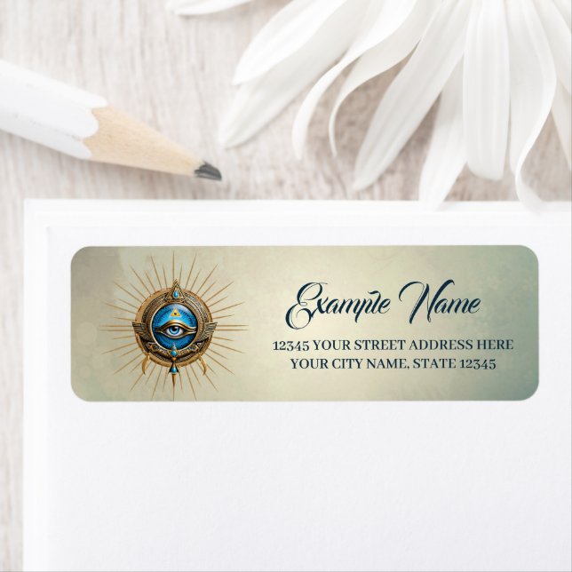 Étiquette Symbole de l'oeil allant égyptien, (En situation)