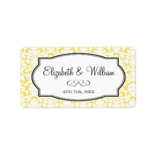 Étiquette Symbole de mariage de la bordure jaune élégant