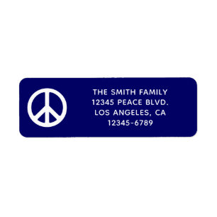 Étiquette Symbole de paix bleu foncé et blanc